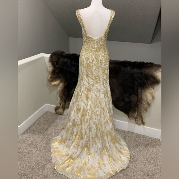 Stunning Custom Heavily Jeweled Mermaid Gown/All-over Crystal Beads & Sequins - Picture 9 of 17